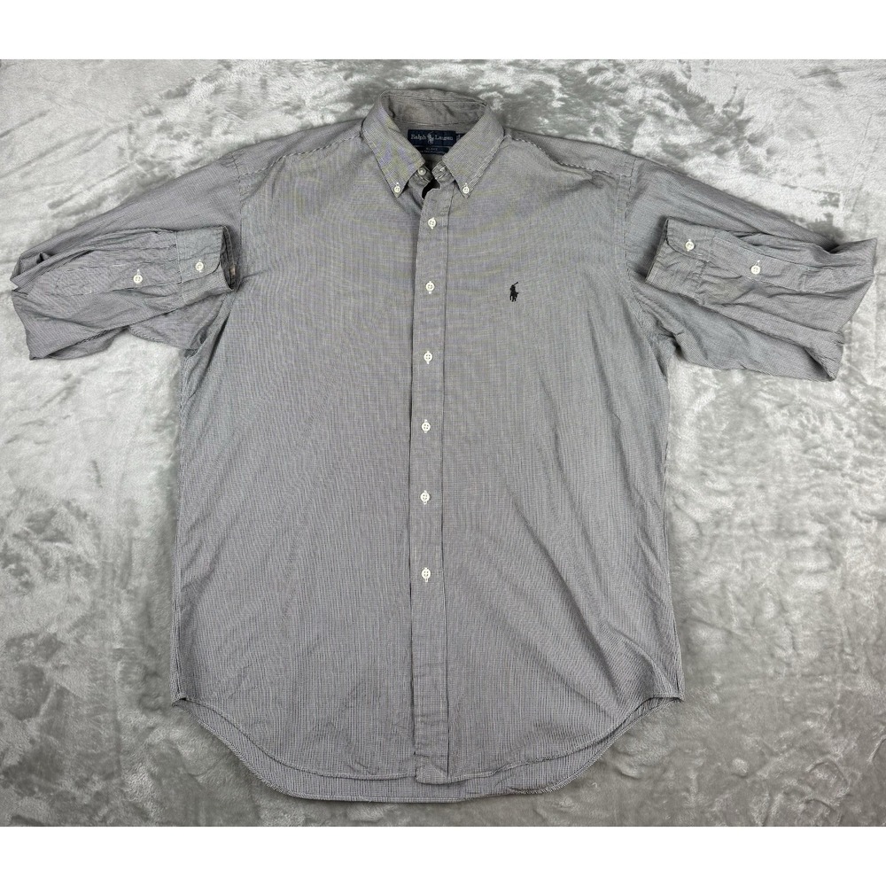 Ralph Lauren Blake Mens M Black White Gingham Button Down Long Sleeve Cotton